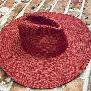 Rust Red/Burgundy Panama Straw Rancher Hat